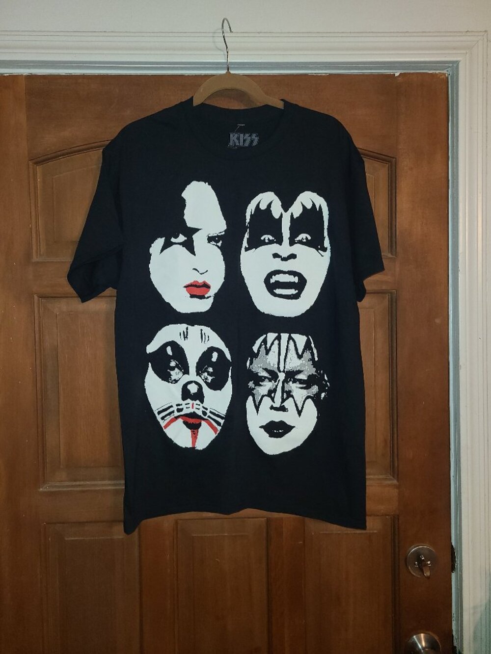 KISS FACES Graphic Group T-Shirt NEW Paul Stanley Gene Simmons Peter, Ace Large